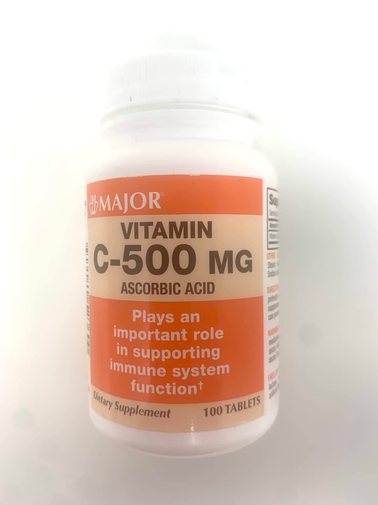 MAJOR Vitamin C-500 mg Ascorbic Acid - Vitamin C Tablets - Dietary Supplement - 100 Count (1 Pack)