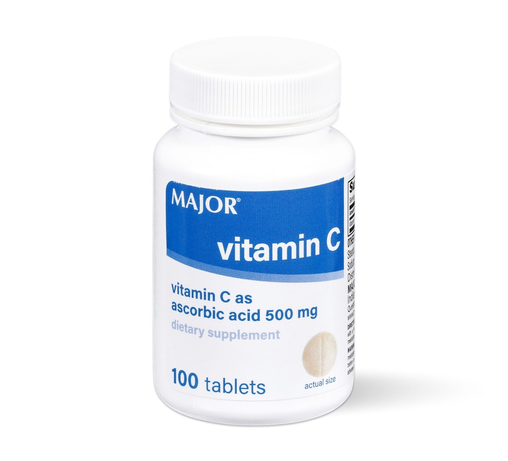 MAJOR Vitamin C-500 mg Ascorbik asit - C Tabletler - Diyet Supplement - 100 Count (1 Pack)