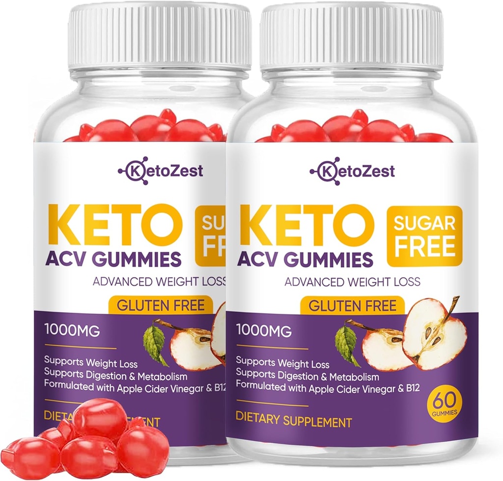 Keto Acv Gummies for Advanced Weight Loss & Belly Fat Burn - Pro Active Super Apple Cider Vinegar Gummies - Rapid Fat Burner Diet Supplement for Women Men - Sugar Free & Gluten Free (1000MG)