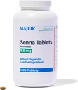MAJOR Senna 8, 6 mg Φυσικό φυτικό Laxative Tables - Κατασκευασμένο με Sennosides - 1000- Count (1- Pack)