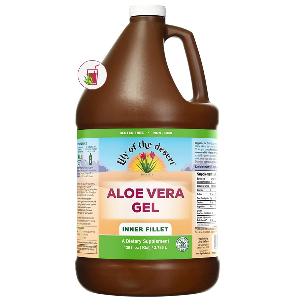 Çöl Aloe Vera Gel'in Lily - İç Ayırma Konsistliği Aloe Vera Doğal Vitaminlerle Doğal Vitaminler, Gut Health, Stomach Relief, Wellness, Glowing Skin, 128 Fl Oz Oz