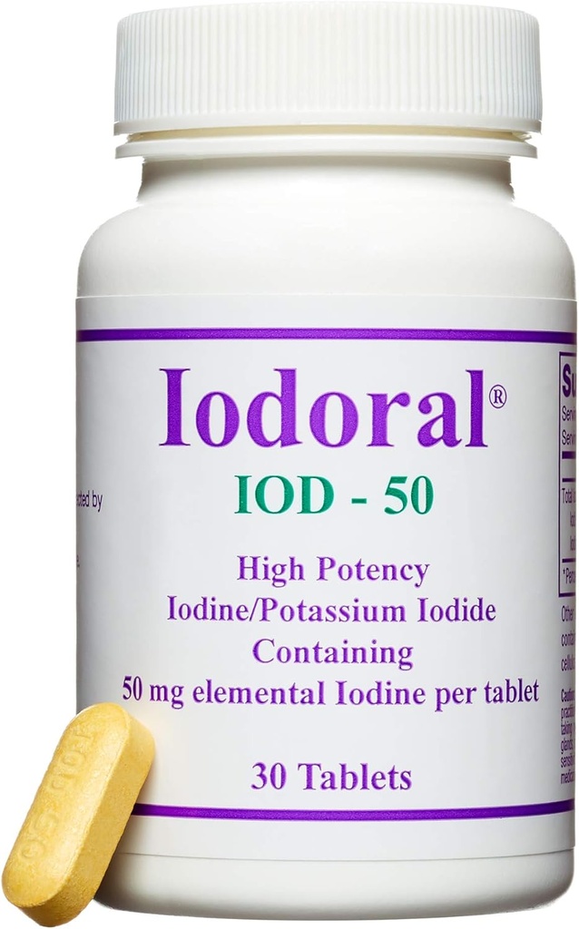 Optimox Iodoral 50 mg Supplement - P properties Iodide Tabletleri, Yüksek Potency Iodine, Supplements for Thyroid Support, Lugol's Iodine Çözüm - 30 Kont