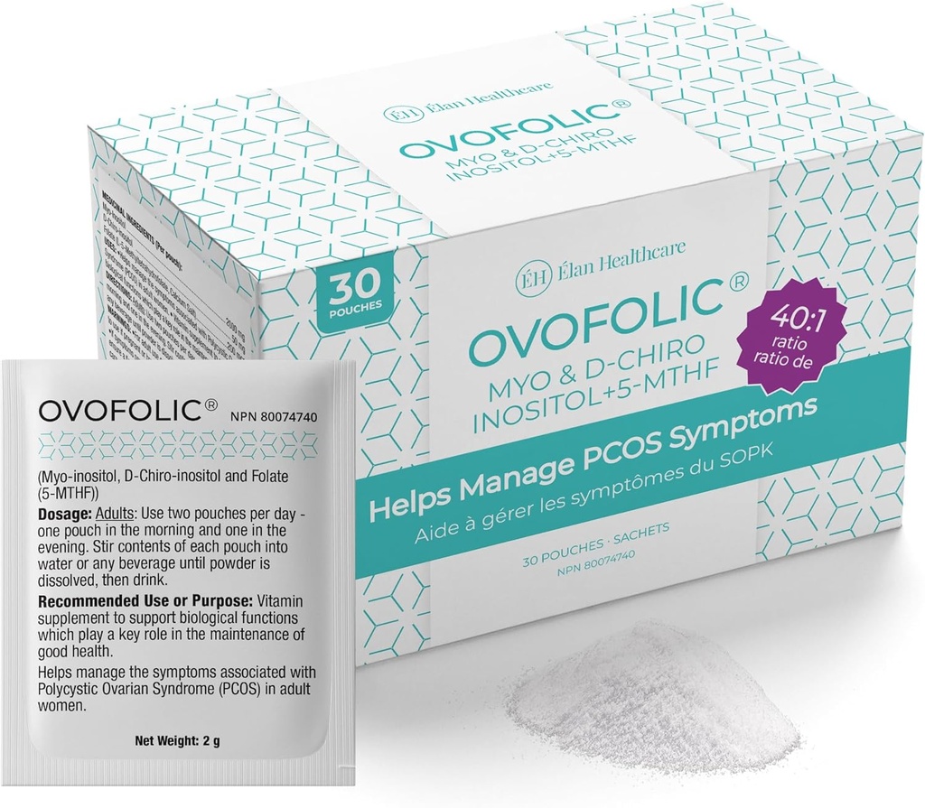 Ovofolic Inositol Supplement - Myo-Inositol ve D-Chiro Inositol Plus Active Folate- Ideal 40:1 - 30 sachets