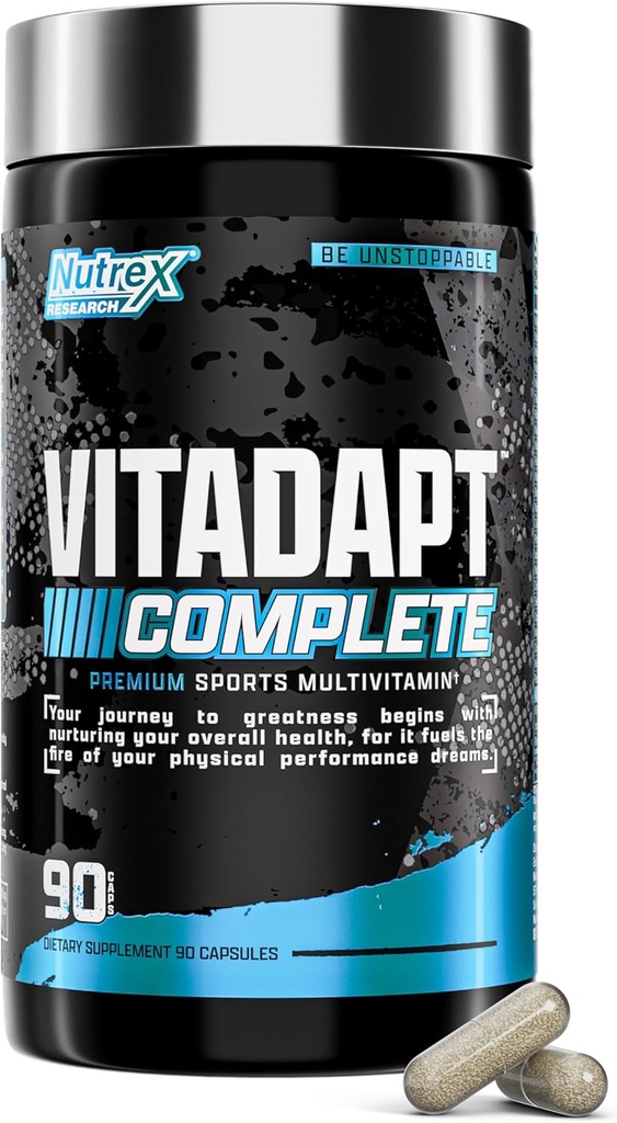 Nutrex Research Vitadapt Complete Sports Multivitamin for Men - 24 Vitamins, KSM-66 Ashwagandha and Minerals for Athletes - Mens Multivitamin (90 Capsules)