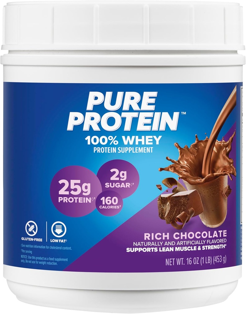 Pure protein Bars, Yüksek Protein, Nutritious Snacks to Support Energy, Low Sugar, Gluten Free, Chocolate Peanut Butter, 1.76oz, 4 Paket