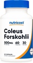 Nutricost Coleus Forskohlii 500 mg, 60 Capsules - maksimum Güçlü Formula