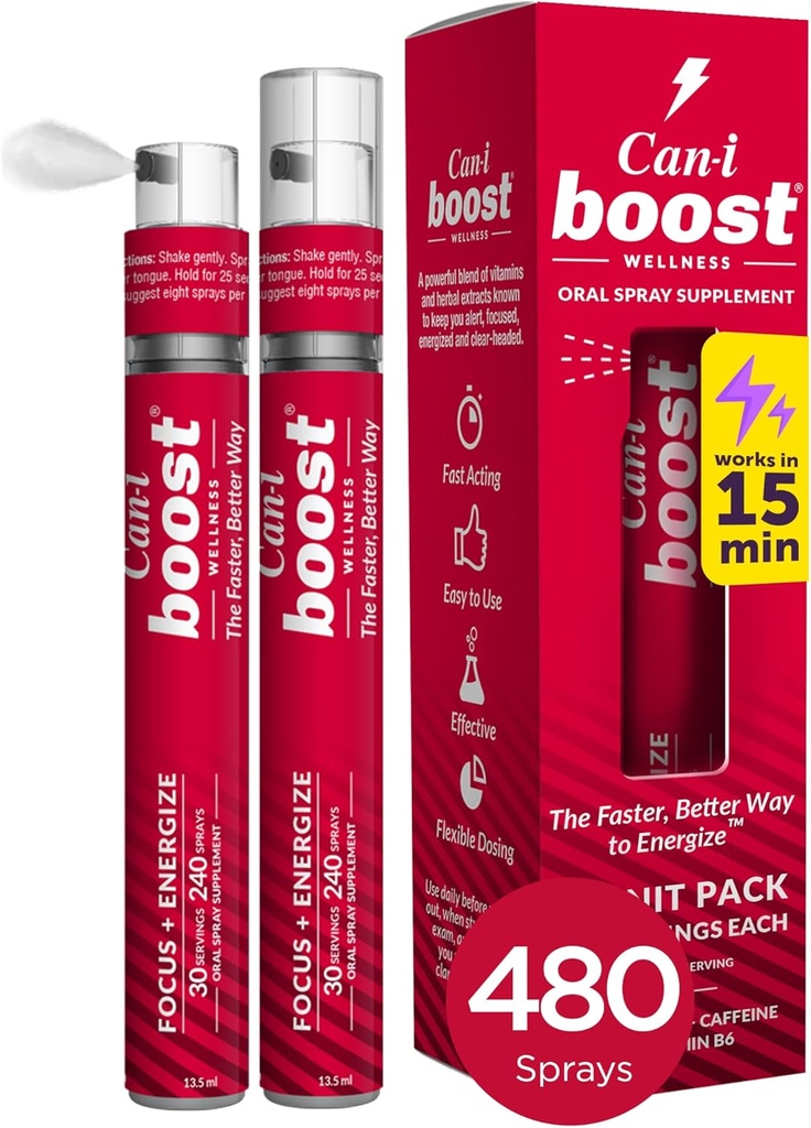 Can-i Boost Energy Spray for Women in Menopause and Perimenopause Quickly Supporting Forgetfulness and Brain Fog, 60 Servings