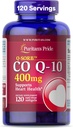 Puritan's Pride Coenzyme CoQ10 400mg, Συμπλήρωμα διατροφής για την υγεία της καρδιάς, την πίεση του αίματος, την υγεία των στοματικών ούλων, και την υγιή υποστήριξη γήρανσης, 120 ημέρες προσφοράς, ταχεία απελευθέρωση Softgels
