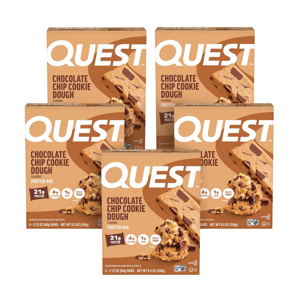 Quest Beslenme Chip Cookie Dough - Yüksek Protein, Low Carb, Gluten Free, Keto Friendly, 2.12 Oz, 20 Kont (4 Packs of 5)