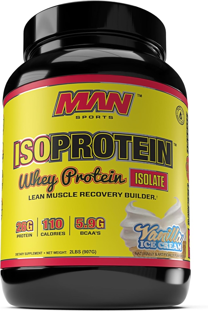 MAN Sports ISO-Protein 100% καθαρή σκόνη απομονωμένη πρωτεΐνη Whey, παγωτό βανίλια, 2 λίρες