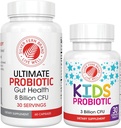 Ασημί Fern Brand οικογένεια προβιοτικά - Ultimate Adult Probiotic (1 μπουκάλι = 60 κάψουλες) Plus Ultimate Παιδικό προβιοτικό για τα παιδιά (1 μπουκάλι = 30 μασώμενα) - Υποστηρίξτε την υγεία και το μικροβιόμετρο
