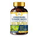 Βιολογικό συμπλήρωμα εγκεφάλου Veda Ginkgo Biloba Turmeric Bakopa για τη μνήμη, Mood & Focus με Ashwagandha - Συγκέντρωση, Ενέργεια & Εγκέφαλος Booster, Υγιεινή αρθρώσεις & Υποστήριξη Κυκλοφορίας - 60 Vegan Κάψουλες