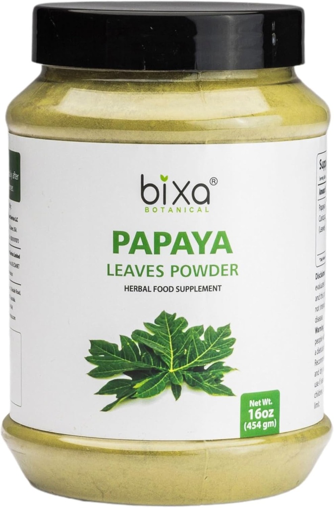Bixa BOTANICAL Papaya Leaf Toz | Carica Papaya | 1 Pound / 16 OZ | Ayurvedic Herbal Supplement | Gluten Free, Non-GMO, Steam tedavi edildi, Vegan,% 100 Pure.