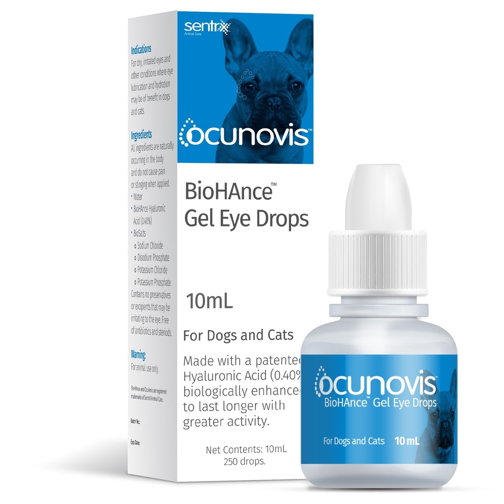 Sentrx Ocunovis Gel Eye Köpekler ve Kediler için damlalar, Köpekler için Göz Lube, Kuru Gözler, Yapay Çaycılar, 10 ml