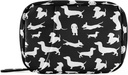 Ollabaky Black Dachshund Köpekler Pill Organizer 7 Gün Pill Case Travel Pill Organizecı Bag Pill Box Portatif Haftalık Vakası Vitamin Tamamlayıcısı için Cüzdan Kompakt Boyutu ile Portatif Haftalık Vaka