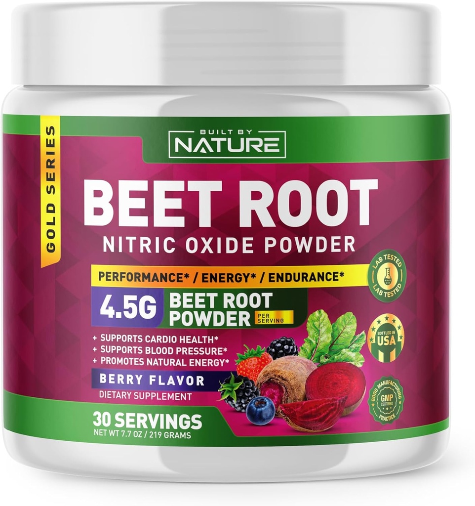 Arıt Kök Nitrik Oksit Toz Tamam - Organik Arıtroot Süper Gıda Performansı Circulation, Enerji, Stamina, Blood Flow and Heart Health - Vegan, Non-GMO - Berry Flavor - 30 Hizmet