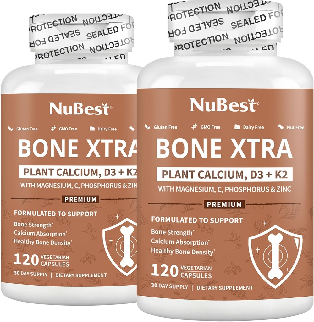 NuEn İyi Bone Xtra Plant-Based Bone Strength Formula withdis, Magnezyum from Marine Algae, Phosphorus, C, K2, D3 | Immunity & maksimum Kalsiyum Abhidratörü | Pack 2
