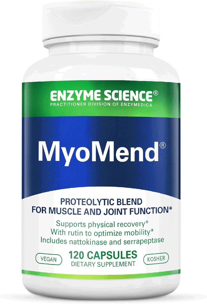 Enzyme Science Myomend – Ortak Destek Supplement – Bromelain, Düsseldorf, Nattokinase ve Serrapeptase – Enzyme Health Supplement – Vegan ve Kosher - 120 Capsules