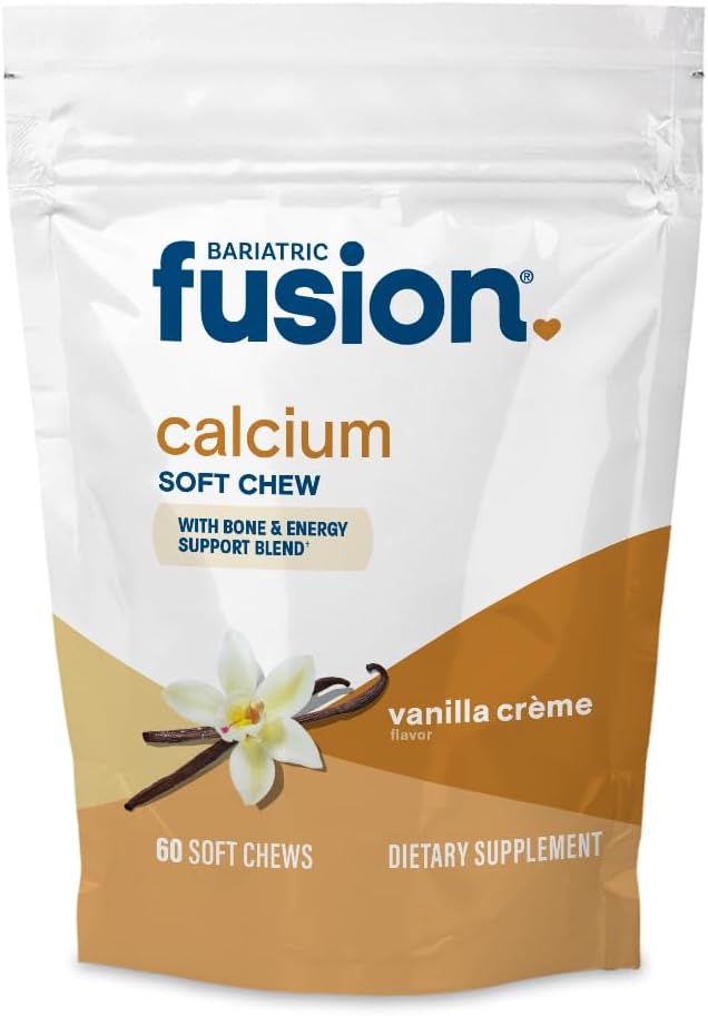 Bariatric Fusion Bariatric Calcium Supplement Chews | Calcium Citrate with Vitamin D3 Bariatric Vitamin | Sugar Free Chewable | 500mg | Vanilla | 60 Count