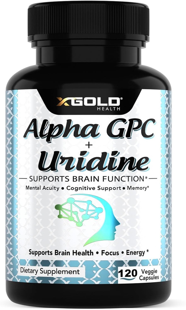 Alpha Gpc + Uridine 900mg – Ισχυρό Nootropic για Boost Focus, Μνήμη, Ενέργεια, Mood & Γνωστική Απόδοση – 120 κάψουλες χορτοφάγων