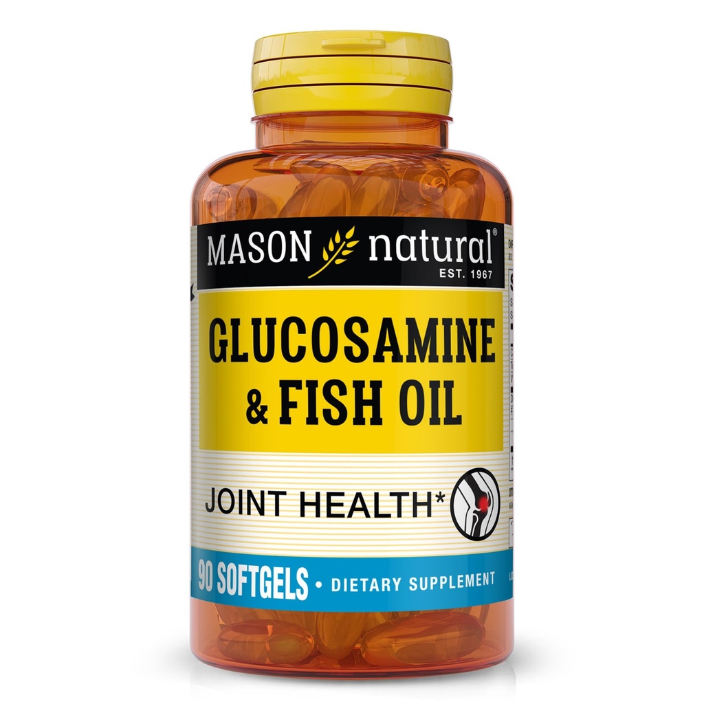 MASON NATURAL Glucosamin & Fish Oil Supplement with DHA & Omega 3 for Joint & Muscle Support, 1 Ay Supply Softgel Pills