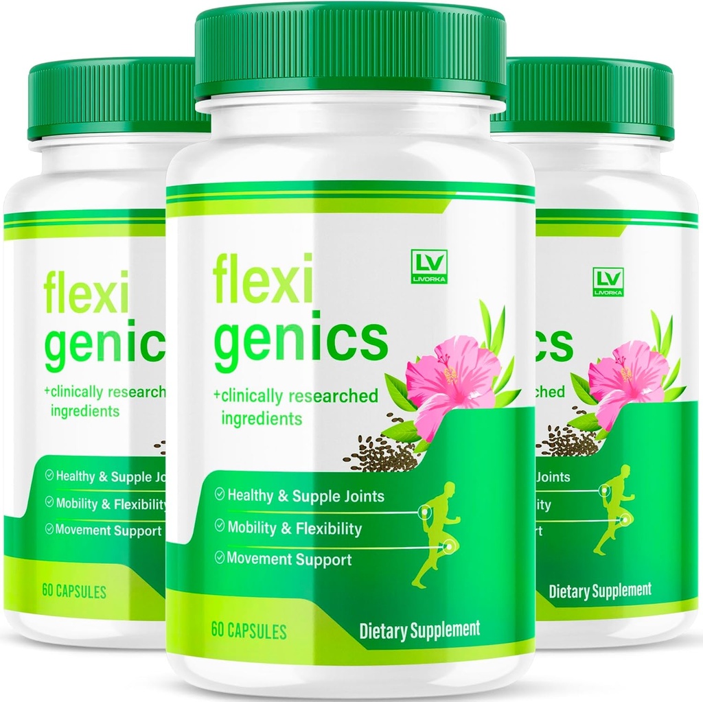 (3 Pack) Flexigenics Supplement Capsules, Flexigenics Capsules, Flexigenics Supplement, Flexigenics Advanced Formula Pills, Flexi Genics Support Supplement Formula, 3 Ay
