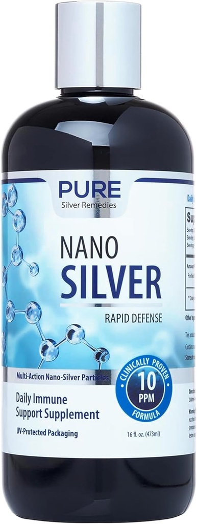 Pure Nano Silver Sprey 16oz Refill | 10 PPM Daily Immune Support Supplement | Easy Absorbed Colloidal Nano Silver Mix | Probiyotik-Friendly Silver Çözüm
