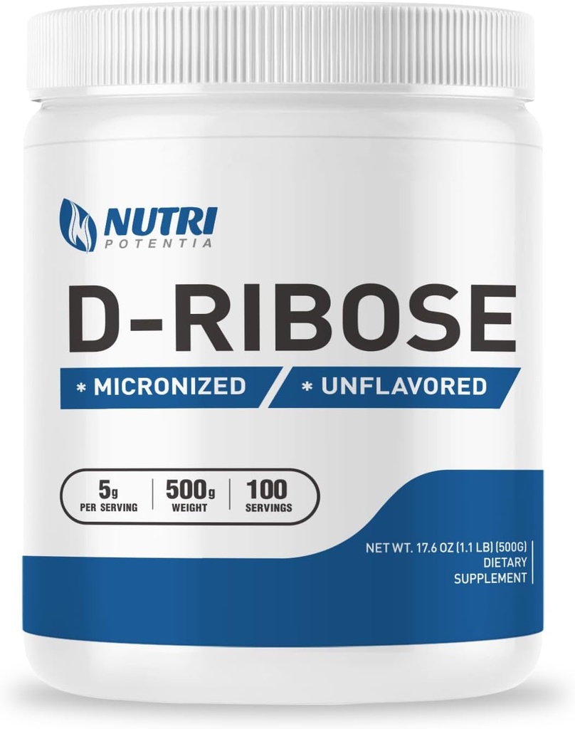 Pure D-Ribose Powder - Ribose Powder Supplement, Supports Energy - Unflavored - Gluten Free (500 Grams - 1.1 Lbs)