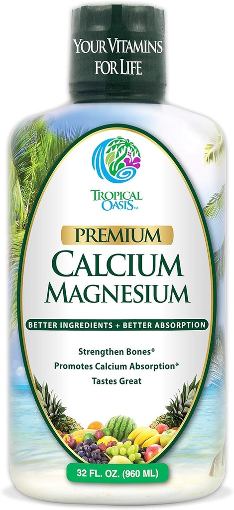 Premium Sıvı Kalsiyum Magnezyum Citrate - Güçlü kemikler için Doğal formül w / destek - Sıvı Vitamin Tamam w/ülcelal, Magnezyum, Boron & Vitamin D3 - 98 Aborpsiyon Oranı 32oz, 64 Serv