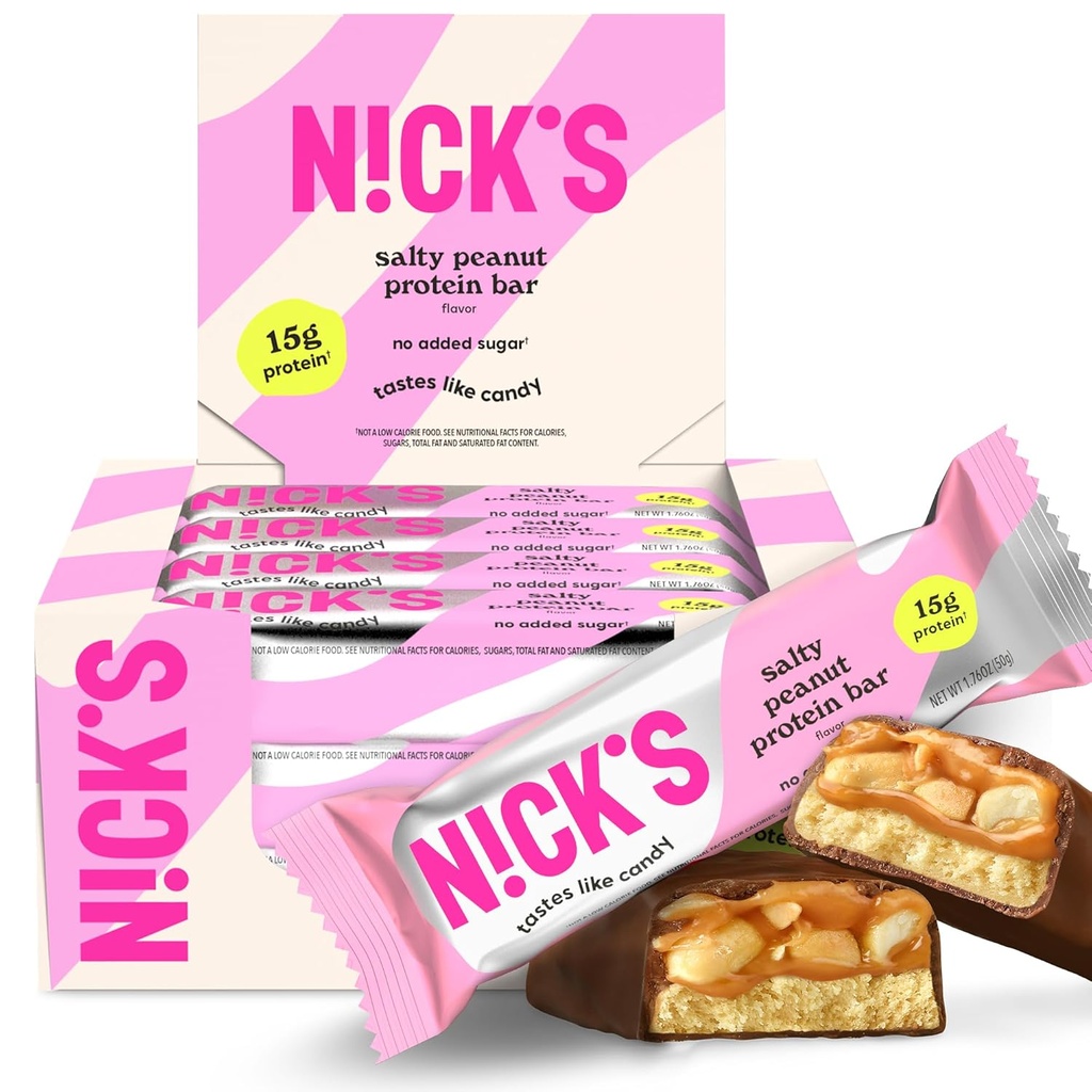 NICKS protein Bars Chocolate Peanut | 15g protein | 200 kalori | Low Carb Keto Friendly Snacks Eklenmedi (Multipack 12 bar x 50g)