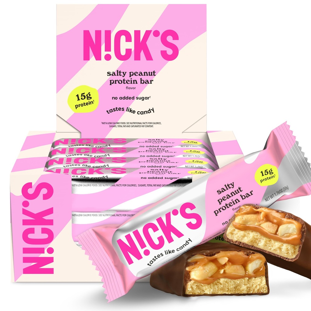 NICKS protein Bars Chocolate Peanut | 15g protein | 200 kalori | Low Carb Keto Friendly Snacks Eklenmedi (Multipack 12 bar x 50g)