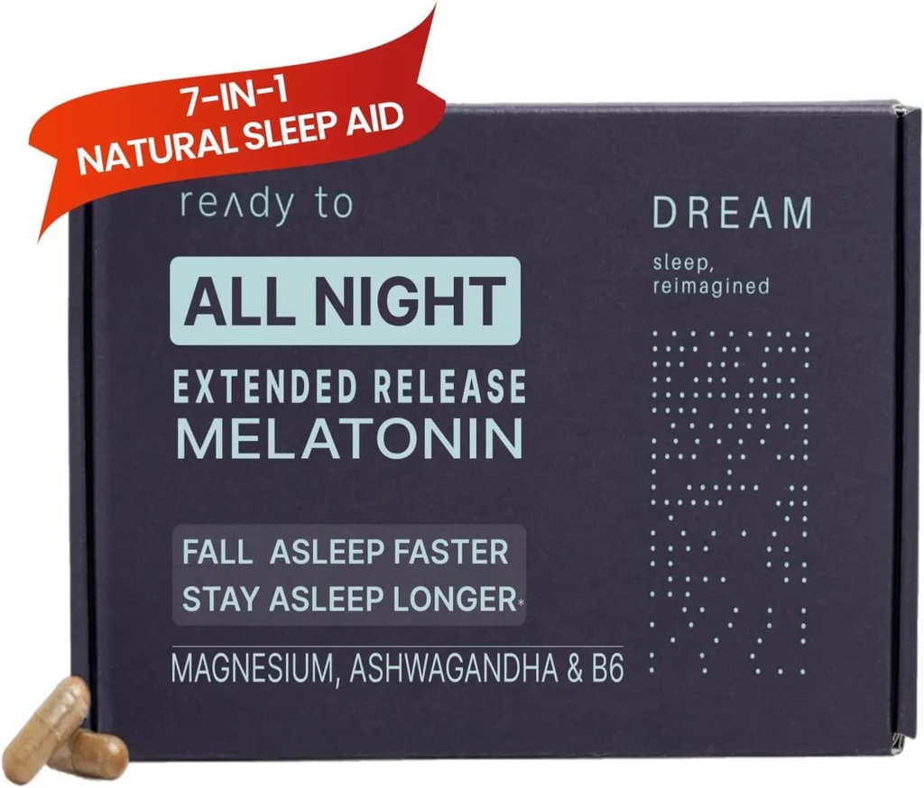 Dream Natural Sleep Aid for Adults – Sleep Supplement with Time Release Μελατονίνη, Μαγνήσιο, Ashwagandha, B6 & Χαμομήλι – Μη Παραγωγικές Βιταμίνες Ύπνου – 60 Κάψουλες Λήξη 11/30/25