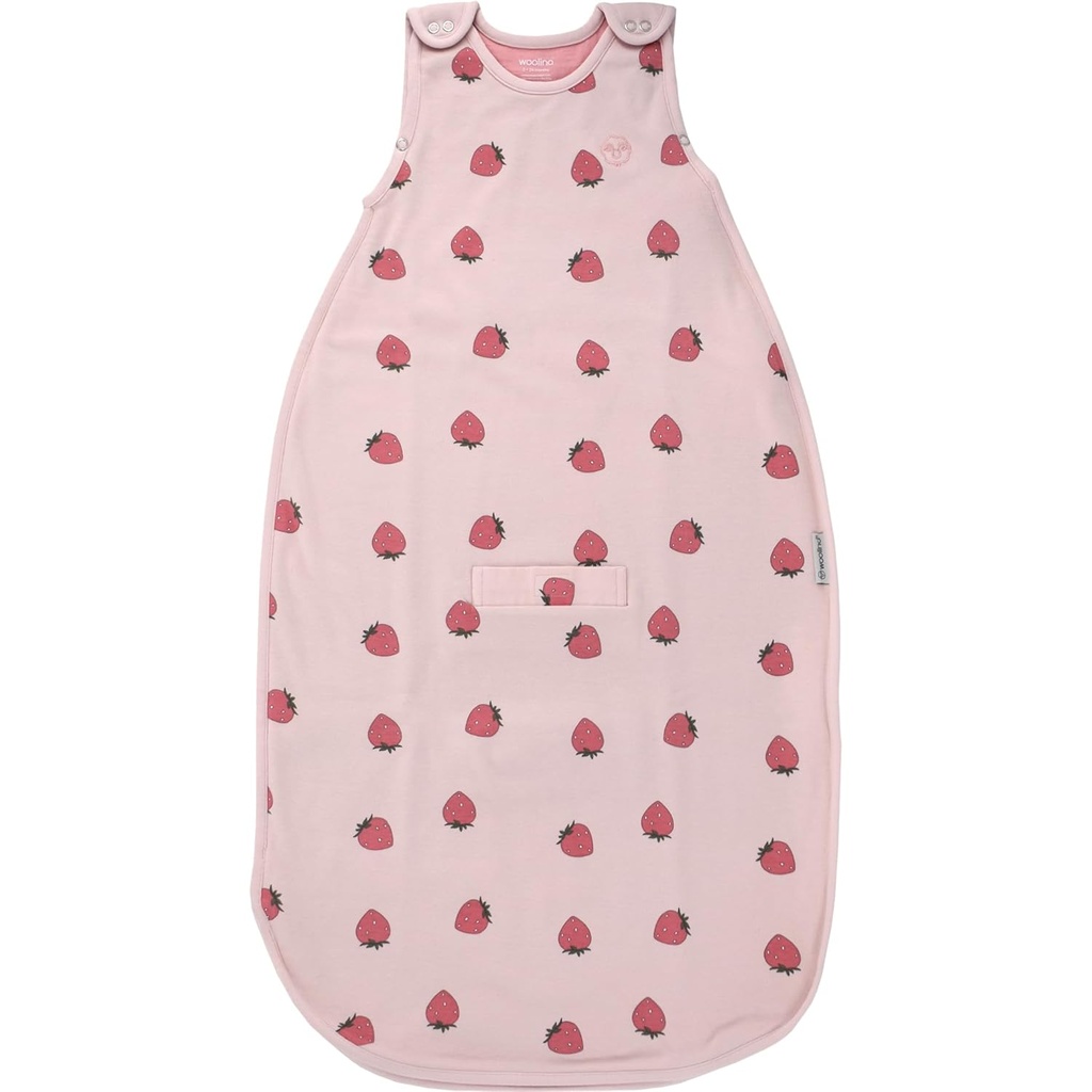 Woolino Merino Wool ve Organik Pamuk Ultimate Bebek Uyku Sack - 4 Sezon Bebek Giyilebilir Blanket - İki yönlü Duş Ayarlanabilir Bag - Evrensel Boyut (2-24 Ay) - Strawberry