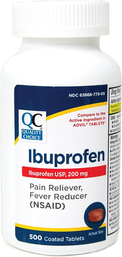 Quality Choice Ibuprofen 200 mg. Tablet 500-Count Plastik Şişe