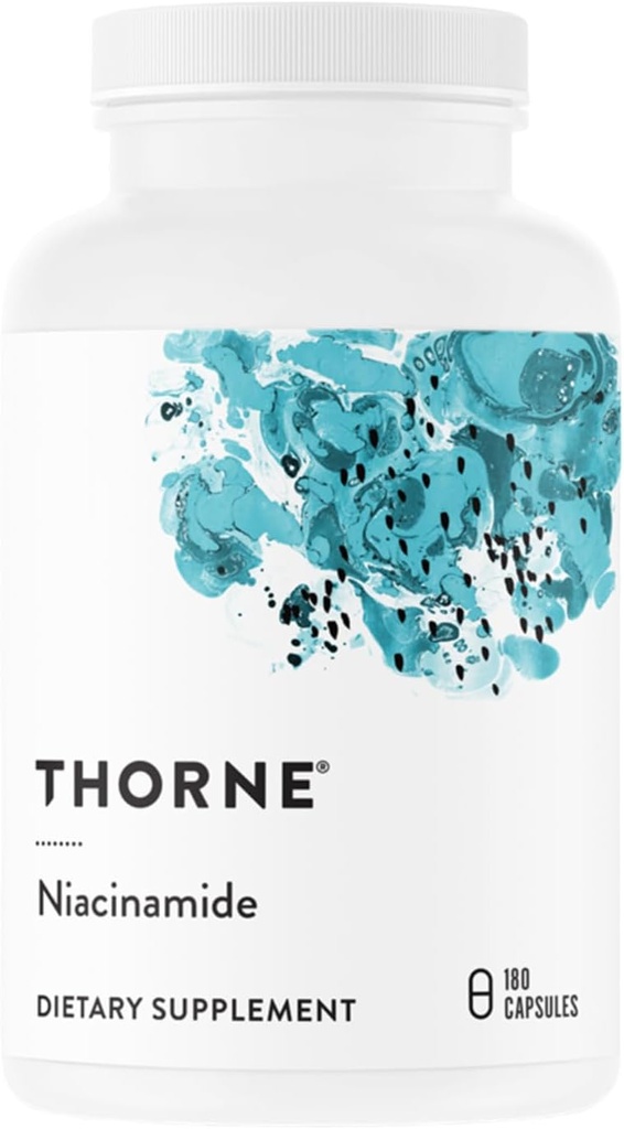 THORNE - Νιακιναμίδη - 500mg Νιασίνη - Μη Φλεγόμενη Μορφή Βιταμίνης Β3 - Υποστήριξη Κοινή Υγεία, Υγεία του δέρματος & Ξεκούραστος Ύπνος* - Χωρίς Γλουτένη - 180 Κάψουλες