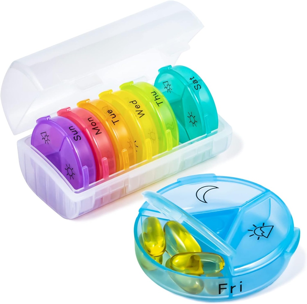 Weekly Pill Organizer, Chrxbei 3 Times a Day Pill Case Organizers 7 Day, Thickened Travel Pill Box with 21 Large Compartments, BPA Free Medicine Organizer to Hold Vitamin, Supplements, Fish Oils