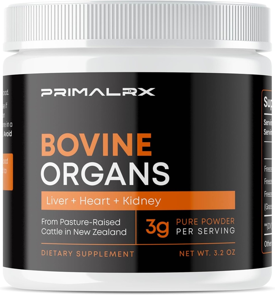 Bovine Organları: GrassFed Beef Organ Supplement (B12 Vitaminler, B Kompleks Vitaminler, Heme Iron Supplements, Vitamin A Supplements, Folate Supplements, Selenium ve çinko Supplements) – 90g Toz