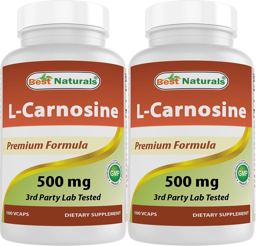 En İyi Doğallar L-Carnosine 500 mg 100 Vcaps (100 Kont (Pack of 2))