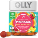 OLLY Prenatal Multivitamin Gummy, Sağlıklı Büyüme ve Beyin Gelişimi, Folic Asit, Vitamin D, Omega 3 DHA, Chewable Supplement, Citrus Berry Flavor, 30 Day Supply - 60 Count