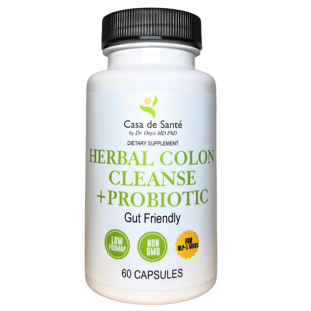 Casa de Sante Low FODMAP Herbal Laxative Capsules GLP1 Support Natural Gentle Laxative Pills to Cleanse Colon & Support Digestive System with Probiotics, Psyllium Husk, Senna Leaf & Cascara Sagrada