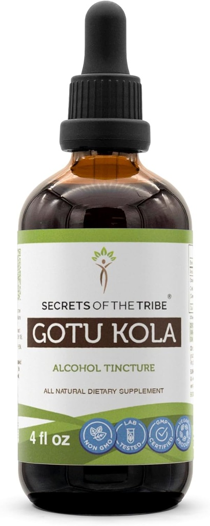 Tribe Gotu Kola Tincture Alkol Ölçeğinin Sırları, Gotu Kola (Centella Asiatica) Herb (4 FL OZ)