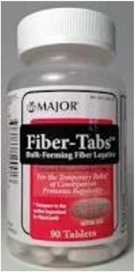 MAJOR Fiber-Tabs Tabletleri 500 Mg - Kadınlar ve Erkekler için Fiber Tabletler - Yetişkinler için Occasional Constipation Relief - 90 Tabletler - 6 Paket