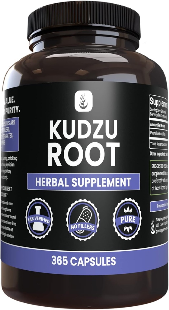 PURE ORIGINAL INGREDIENTS Kudzu Root (365 Capsules), No Magnezyum Or Rice Fillers, Always Pure, Lab TY