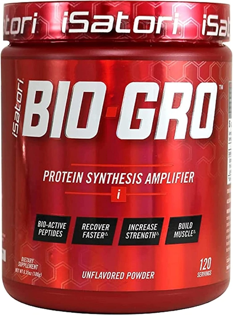 iSatori BIO-GRO Protein Synthesis Amplifier, Kas Kurtarma ve Büyüme için, Geliştirilmiş Stimulant Free Pre-Workout & Colostrum Supplement with Bio-Active Peptides- Unflavored (120 servis)