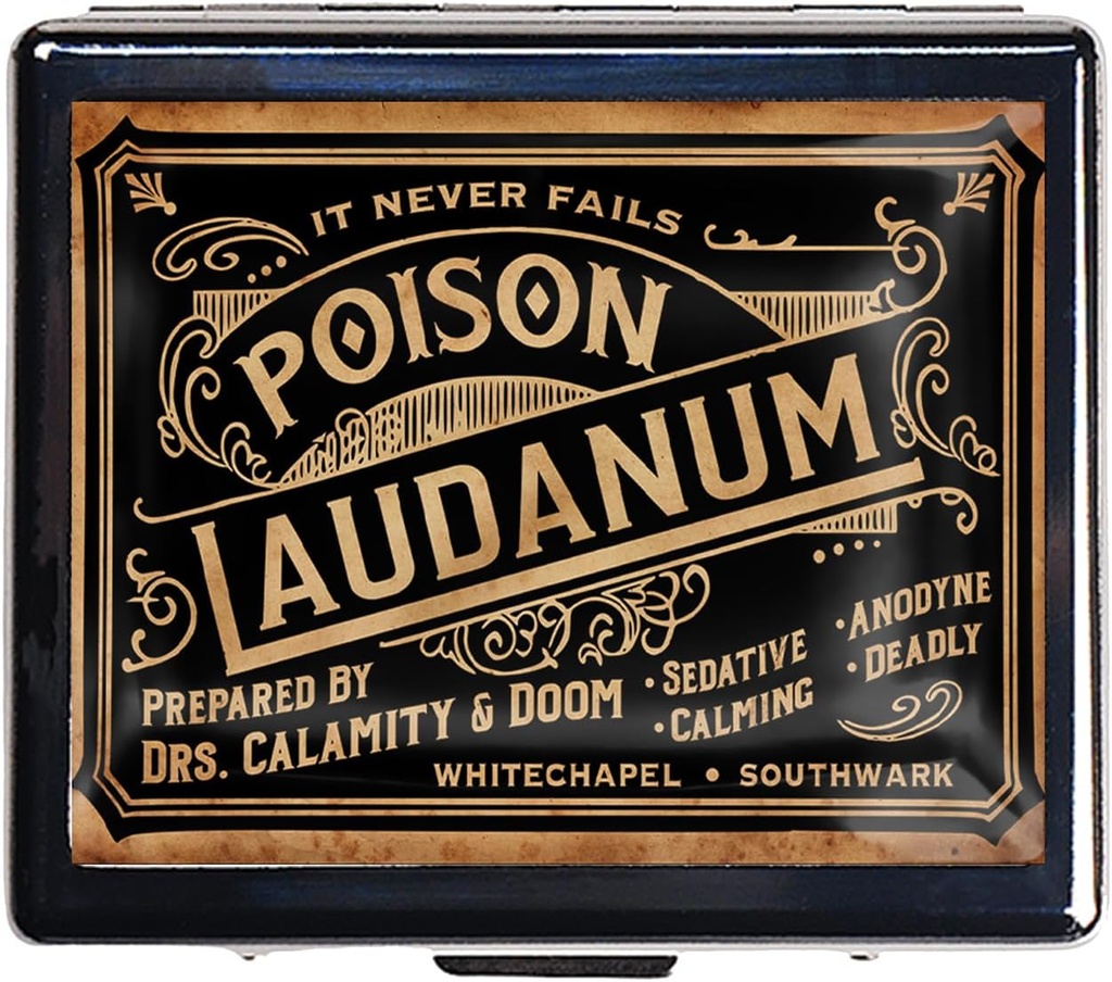 Silver Vintage Pill Box 7 Day Metal Pill Box με καθρέφτη και 8 διαμερίσματα Χαριτωμένο Travel Pill Organizer για το πορτοφόλι (Poison Laudanum)