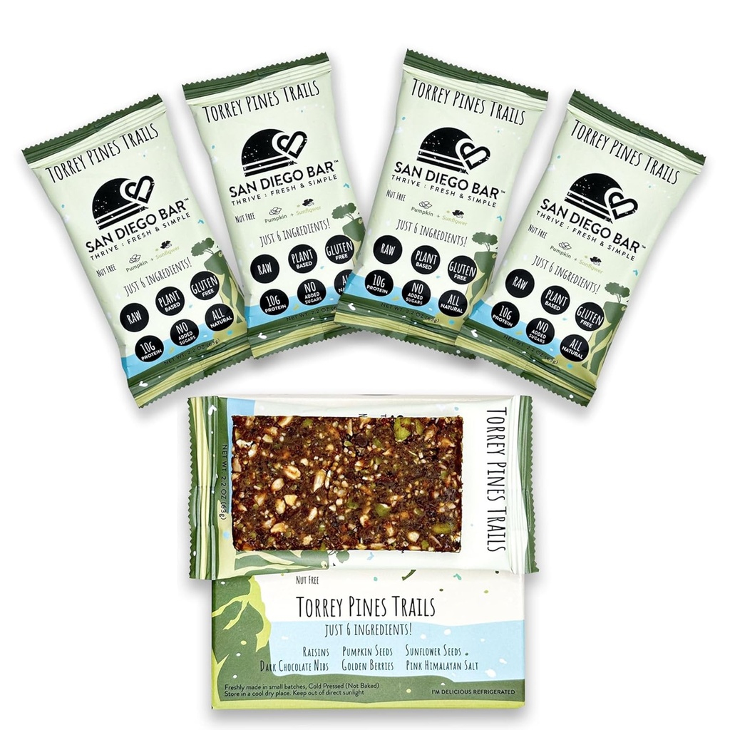 San Diego Bar-Torrey Pines Trails | Pumpkin + Sun Flower | RAW & Vegan Protein Bars | Sugar & Gluten Free | Kahvaltı Bars | Energy Bars | Snack Bars | 6 Whole Food Malzemeler | Plant-Based Protein