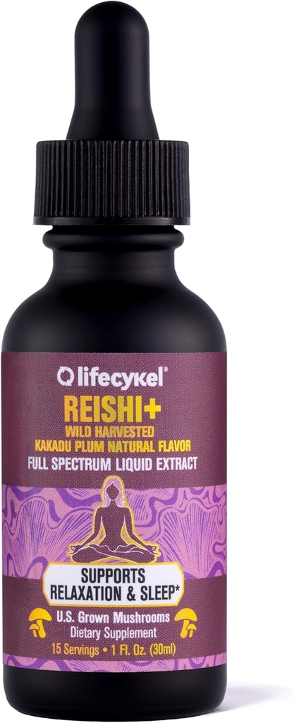Life Cykel - εκχύλισμα μανιταριών Reishi με το Wild Kakadu Plum - ισχυρό συμπλήρωμα υποστήριξης ανοσοποιητικού & ύπνου, πλούσιο σε βιταμίνη C Mushroom - 1 FL Oz
