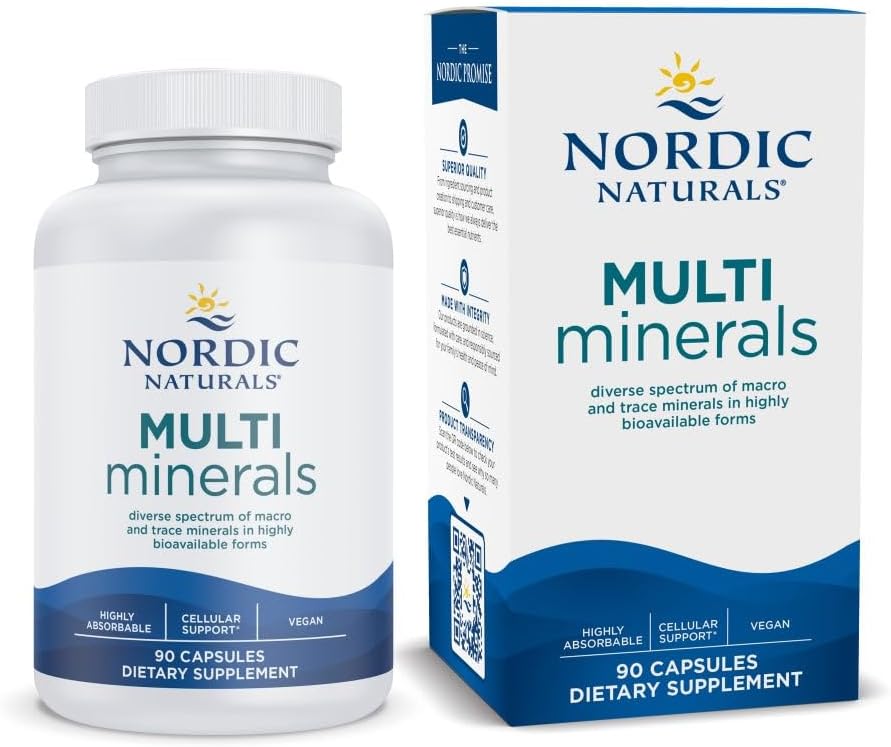 Nordic Naturals Multi Minerals, Unflavored - 90 Κάψουλες - 11 Βασικά Ορυκτά - Βέλτιστη Υγεία & Ευεξία - Πιστοποιημένο Vegan - Μη ΓΤΟ - 30 Υπηρεσίες