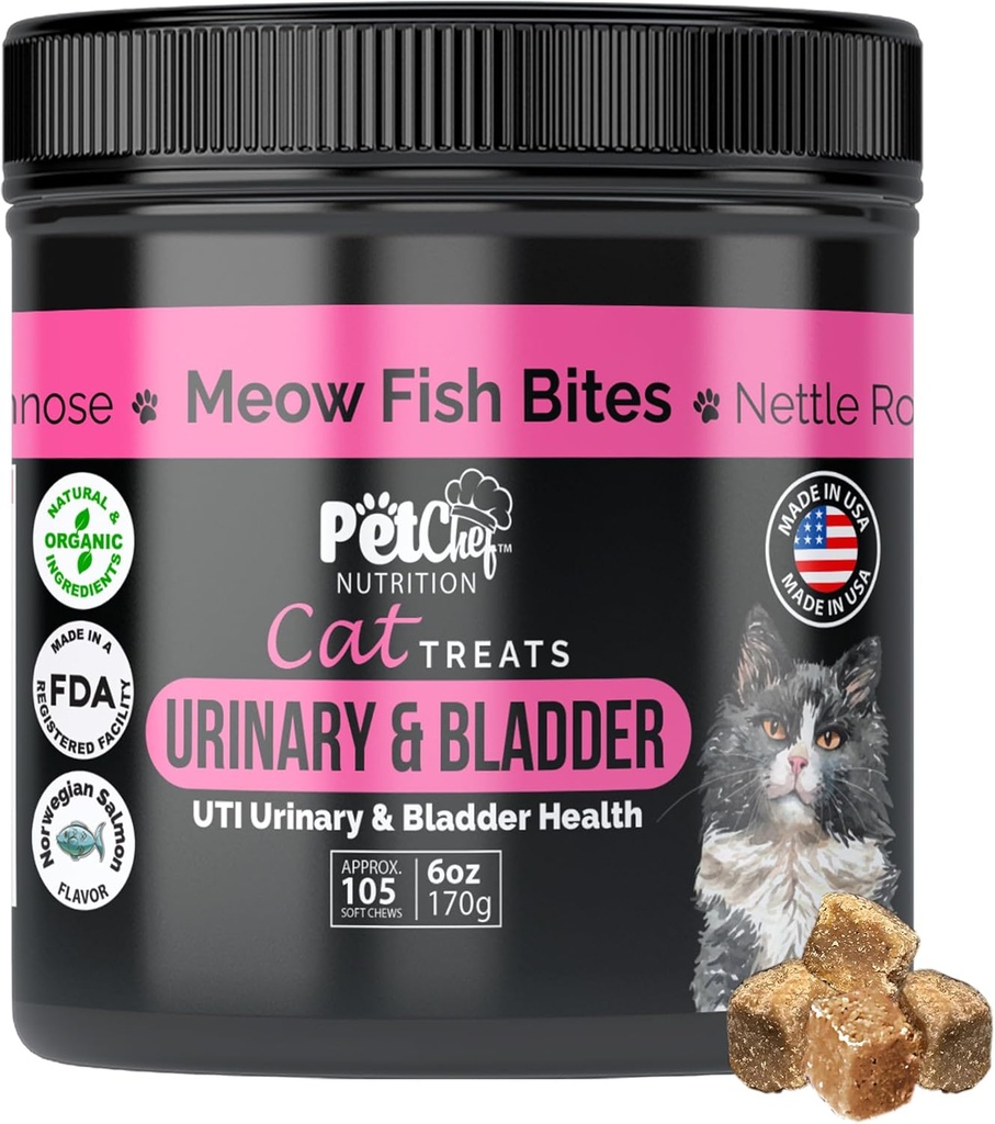 Pet Chef Urinary Cat, Cranberry & Probiyotiks Holistic Kidney & Bladder Health ile Low-Calorie UTI Destek Ediyor - Cats için Doğal Supplementler - Digestion & Stool Quality Organic Malzemeler