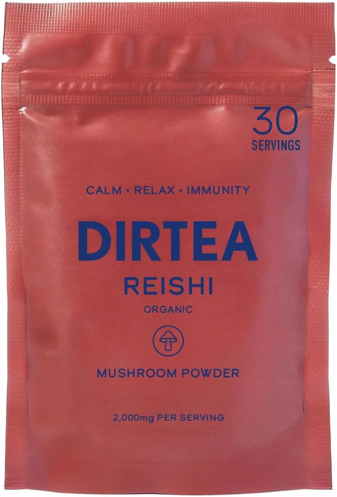 DIRTEA Reishi Mushroom Toz | 2000 mg / Servis | Organik, Vegan & GMO | Uyku Kalitesi, Stres ve Immunity Support | High Strength Supplement | 60g - 30 Servisler